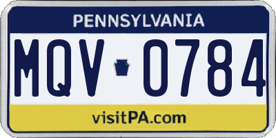 PA license plate MQV0784