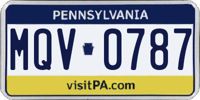 PA license plate MQV0787