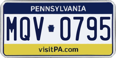PA license plate MQV0795