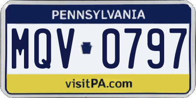 PA license plate MQV0797