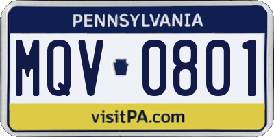 PA license plate MQV0801