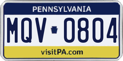 PA license plate MQV0804