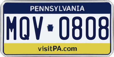 PA license plate MQV0808