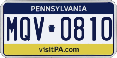 PA license plate MQV0810