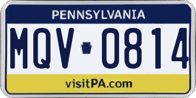 PA license plate MQV0814