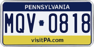 PA license plate MQV0818