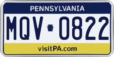 PA license plate MQV0822