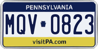 PA license plate MQV0823