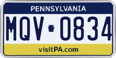 PA license plate MQV0834