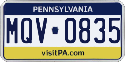 PA license plate MQV0835
