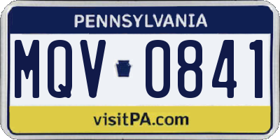 PA license plate MQV0841