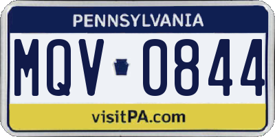 PA license plate MQV0844