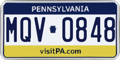 PA license plate MQV0848