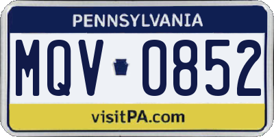 PA license plate MQV0852