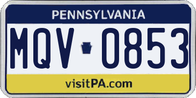 PA license plate MQV0853