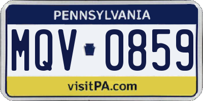 PA license plate MQV0859