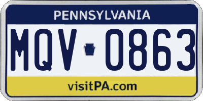 PA license plate MQV0863