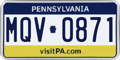 PA license plate MQV0871