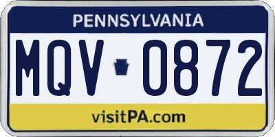 PA license plate MQV0872