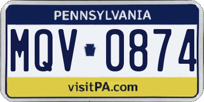 PA license plate MQV0874