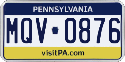 PA license plate MQV0876