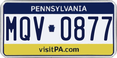 PA license plate MQV0877