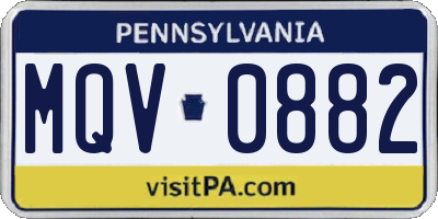 PA license plate MQV0882