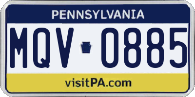 PA license plate MQV0885