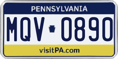 PA license plate MQV0890