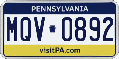 PA license plate MQV0892