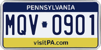 PA license plate MQV0901