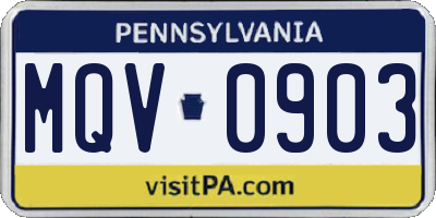 PA license plate MQV0903