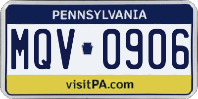 PA license plate MQV0906