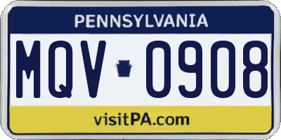 PA license plate MQV0908