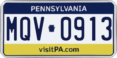 PA license plate MQV0913