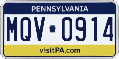 PA license plate MQV0914