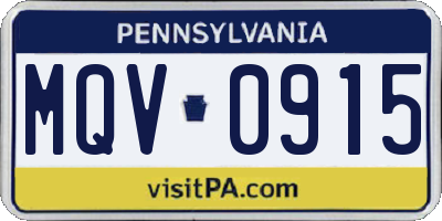 PA license plate MQV0915