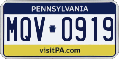 PA license plate MQV0919