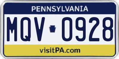 PA license plate MQV0928