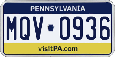 PA license plate MQV0936