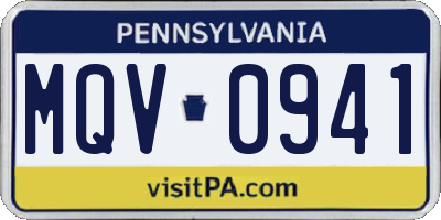 PA license plate MQV0941