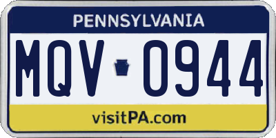 PA license plate MQV0944