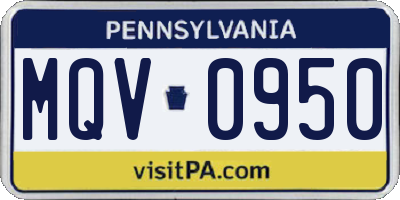 PA license plate MQV0950