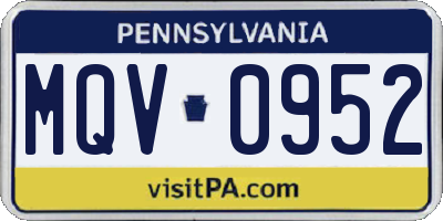 PA license plate MQV0952