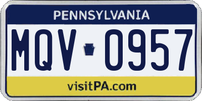 PA license plate MQV0957