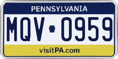PA license plate MQV0959