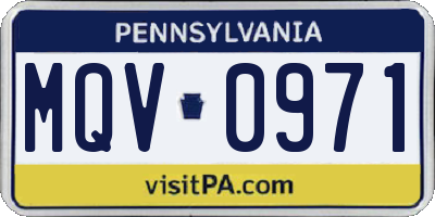 PA license plate MQV0971