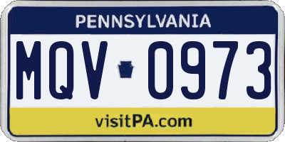 PA license plate MQV0973