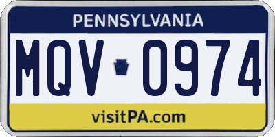 PA license plate MQV0974