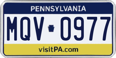PA license plate MQV0977
